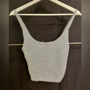 Kendall & Kylie Baby Blue Fuzzy Crop Top